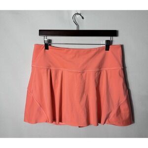 Athleta Ace Tennis Skort Womens Large Orange13.5 Built In Shorts Pockets